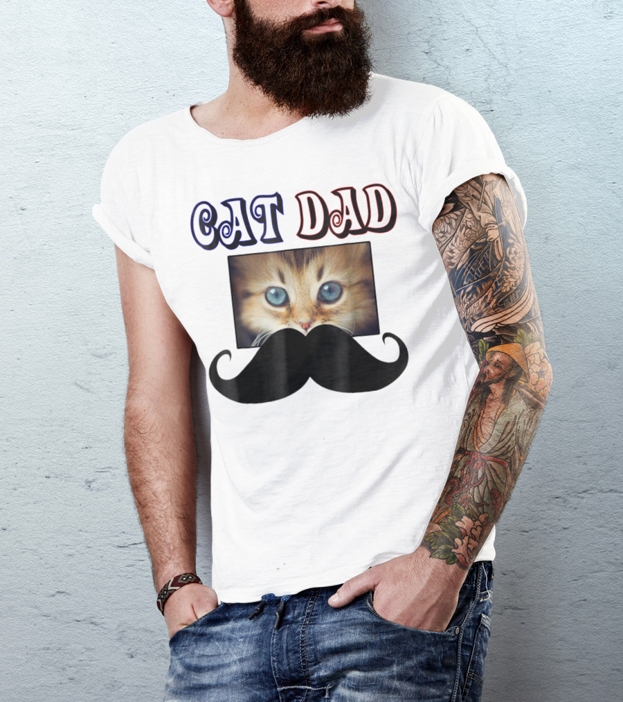CaT Dad Love Cats76 Moustache Blue Eyed Kitten T-Shirt