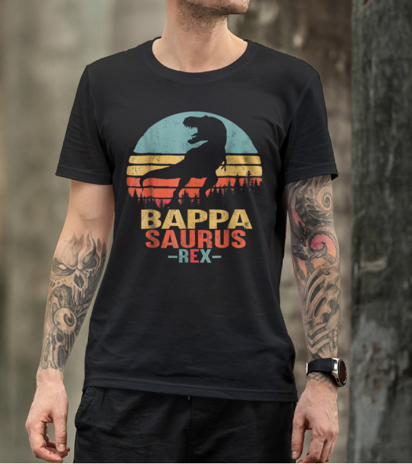 Bappasaurus Rex Dinosaur Retro Sunset T-Shirt
