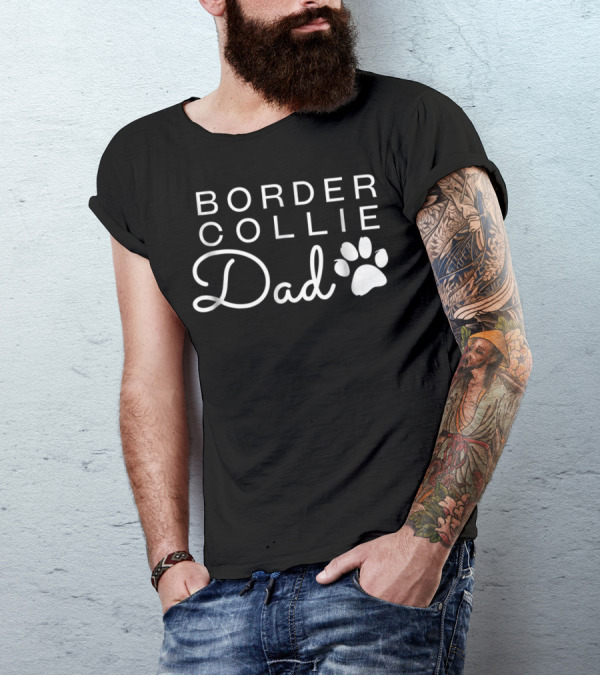 Border Collie Dad Paw Prints T-Shirt