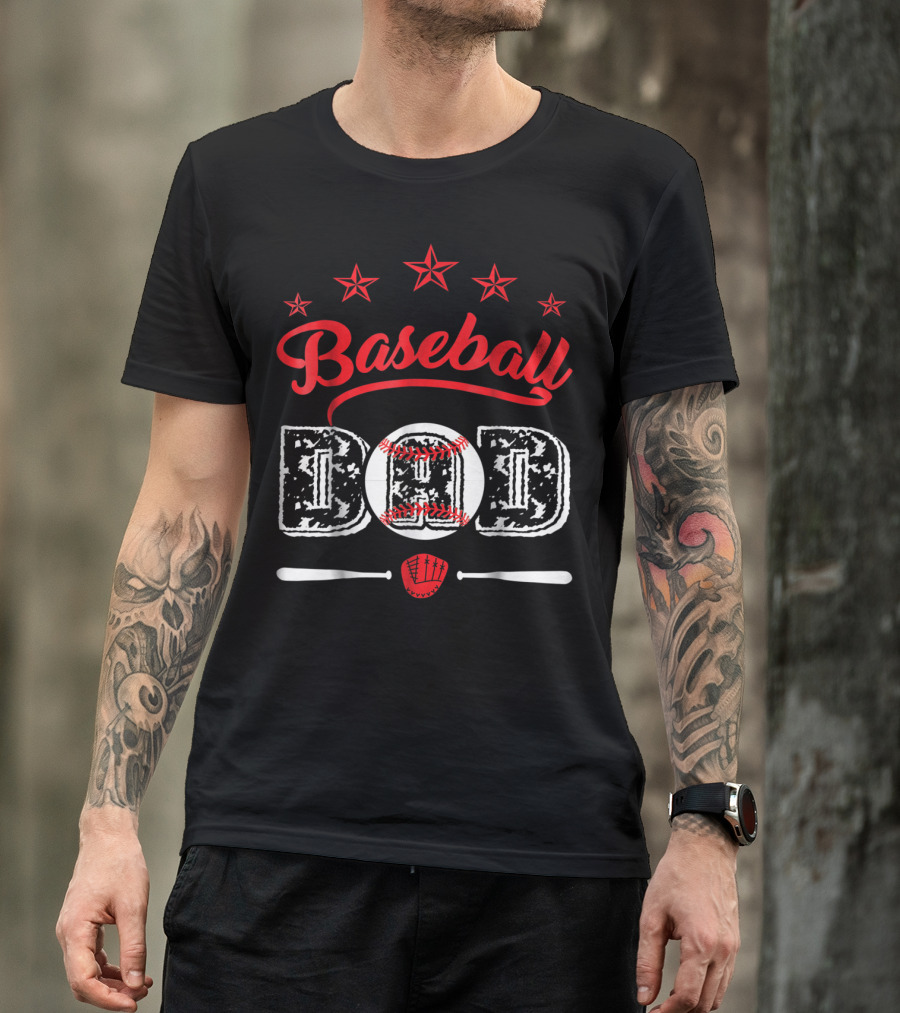 Baseball Dad Stars And Bats T-Shirt