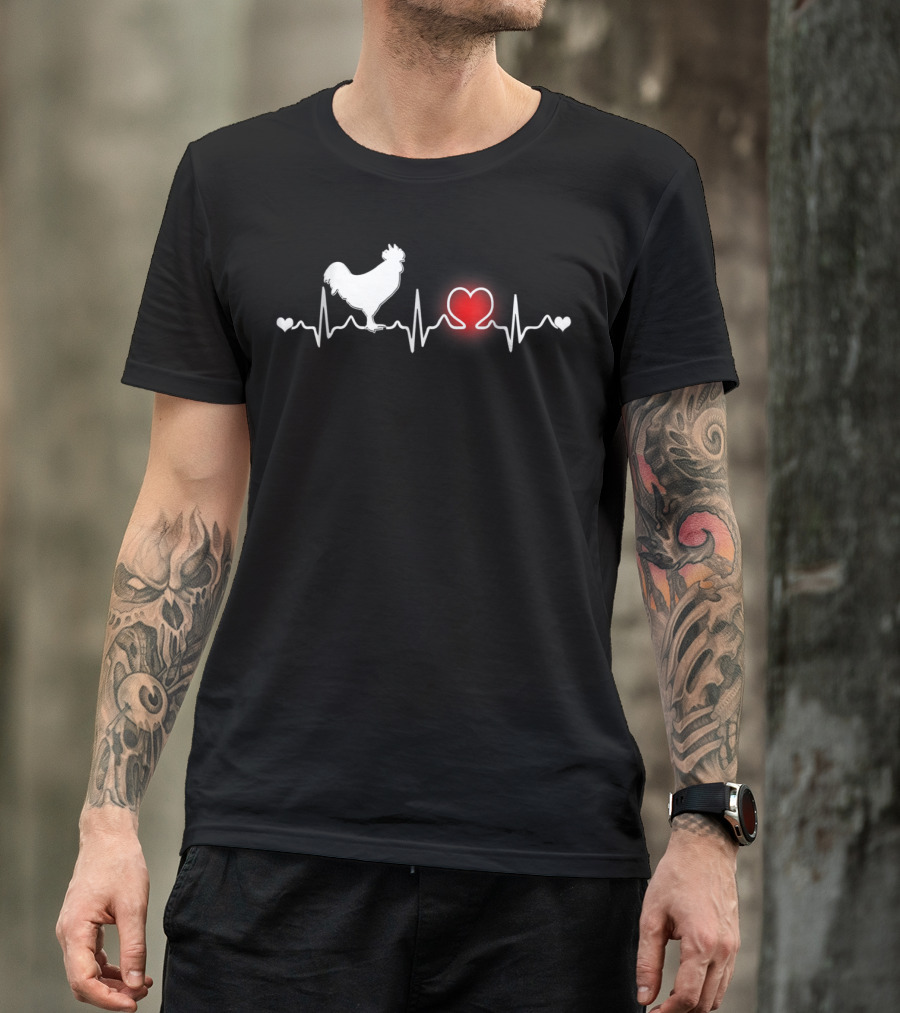 Chicken Girls Boys Heartbeat Rooster Love T-Shirt