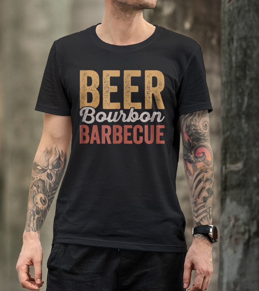 Beer Bourbon Barbecue For Backyard Grilling Dad33 T-Shirt