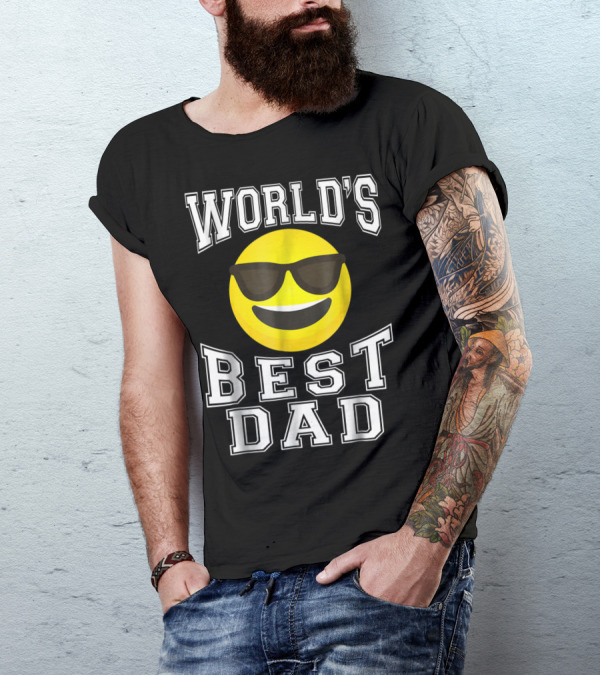 World's Best Dad Cool Emoticon T-Shirt