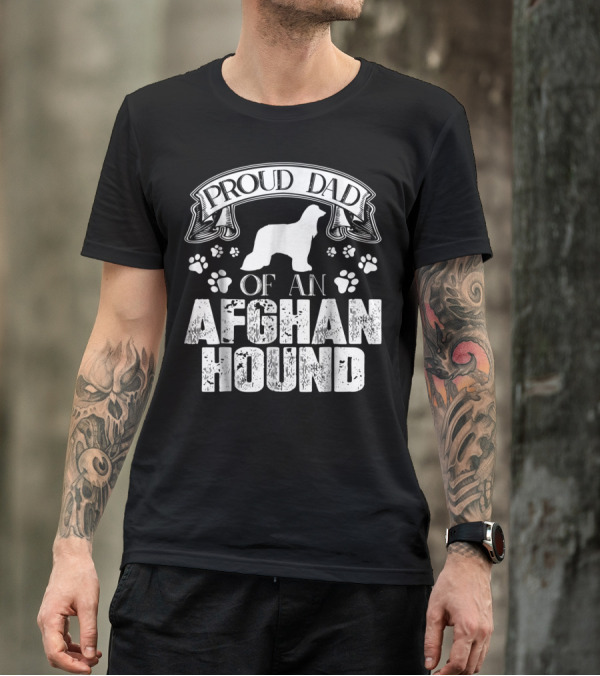 Proud Dad Of An Afghan Hound With Paw Prints T-Shirt