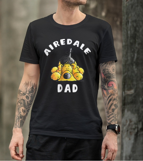 Airedale Terrier Dad Dog Breed Cartoon T-Shirt