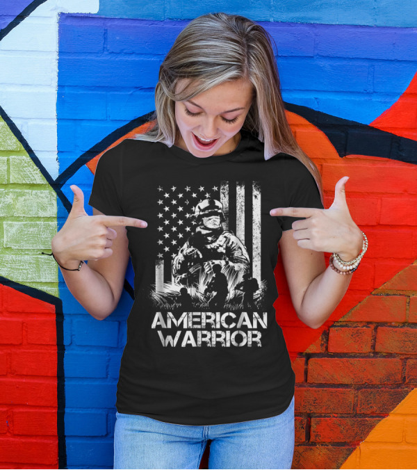 American Warrior Veteran Proud USA Patriotic Soldier T-Shirt