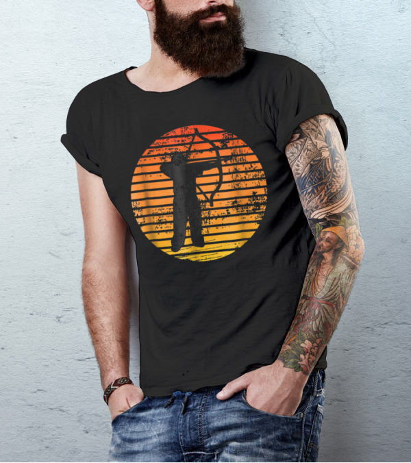 Bowman With Bow And Arrow In Sunset T-Shirt
