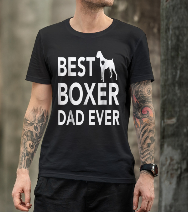 BEST BOXER DOG DAD EVER WITH HEART-SHAPED CUTOUT BOXER T-Shirt