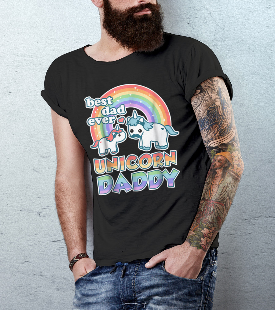 Best Dad Ever Unicorn Daddy Cute Funny Rainbow T-Shirt