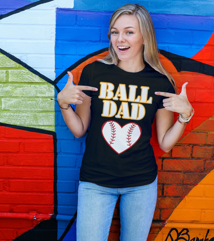 Ball Dad Heart Love Baseball Softball 14 T-Shirt