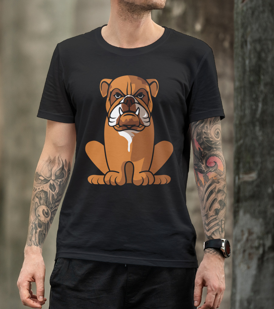 Bulldog Sitting Waiting For Holidays Cheerfully T-Shirt