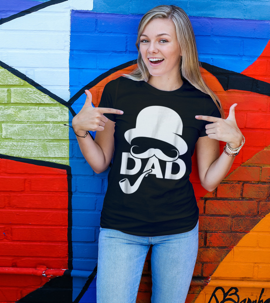 Cool Dad Mustache Hat Pipe T-Shirt