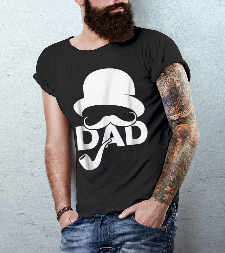 Cool Dad Mustache Hat Pipe T-Shirt