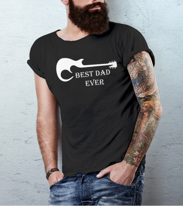 Best Dad Ever Guitar Silhouette Father's Day Musician Gift T-Shirt