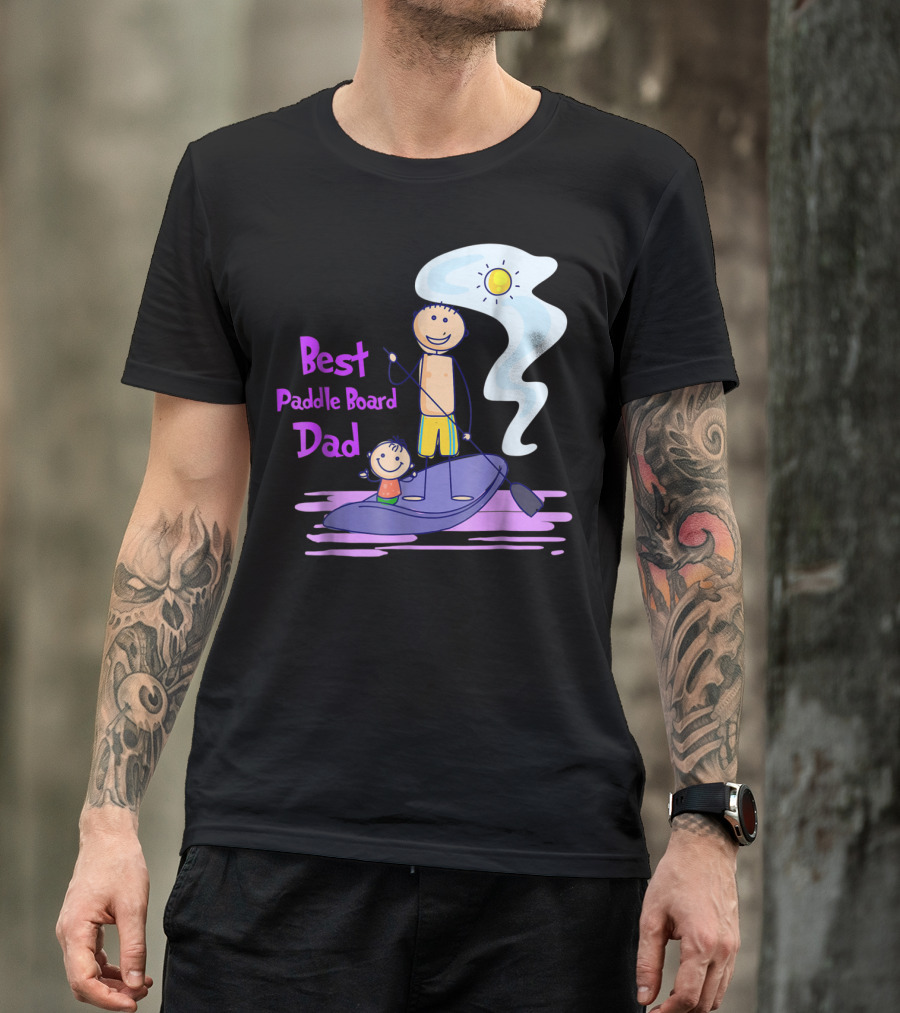 Best Paddle Board Dad Fun Stick Figure T-Shirt
