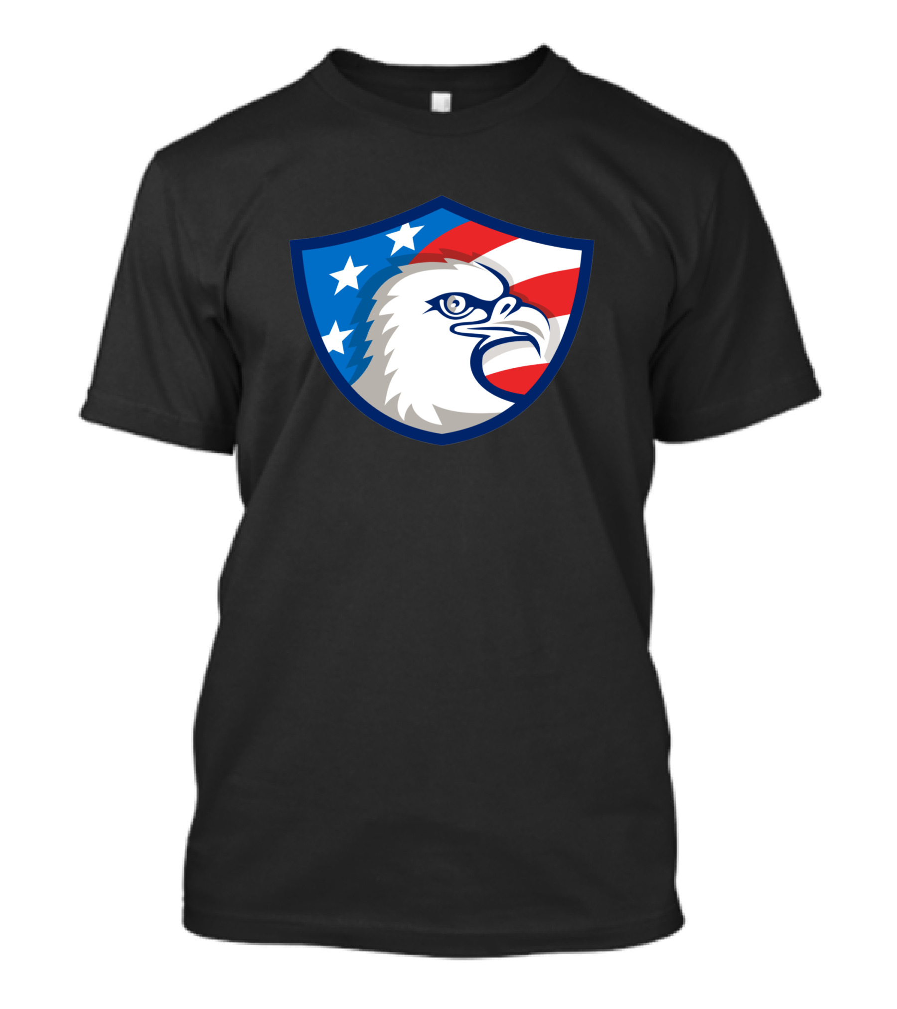 Bald Eagle Head USA Flag Shield Retro 1463 Stars And Stripes Motif T-Shirt