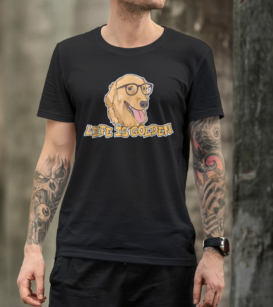 Life Is Golden Retriever Glasses T-Shirt