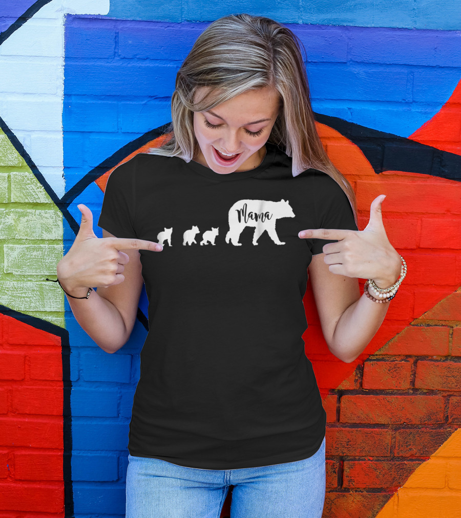 Mama Bear Mom With Three Cubs T-Shirt