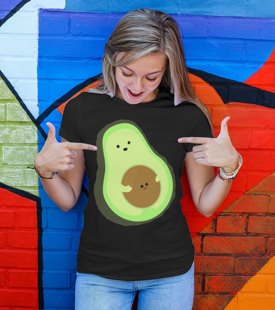 Cute LOL Avocado Pregnant Mom With Baby Seed T-Shirt