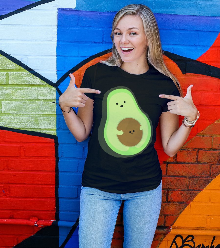 Cute LOL Avocado Pregnant Mom With Baby Seed T-Shirt
