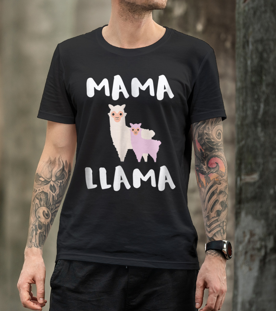 Mama Llama Cute Funny Llama Duo T-Shirt