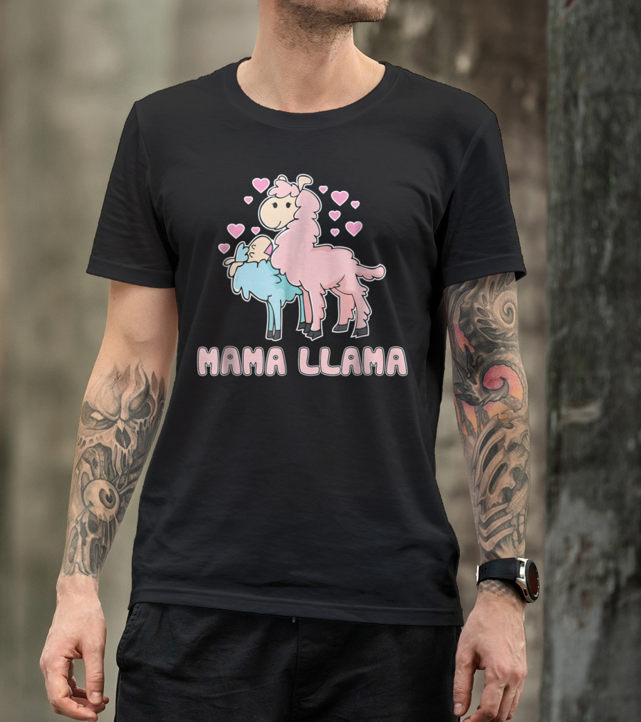 Mama Llama Cute Hearts Llama T-Shirt