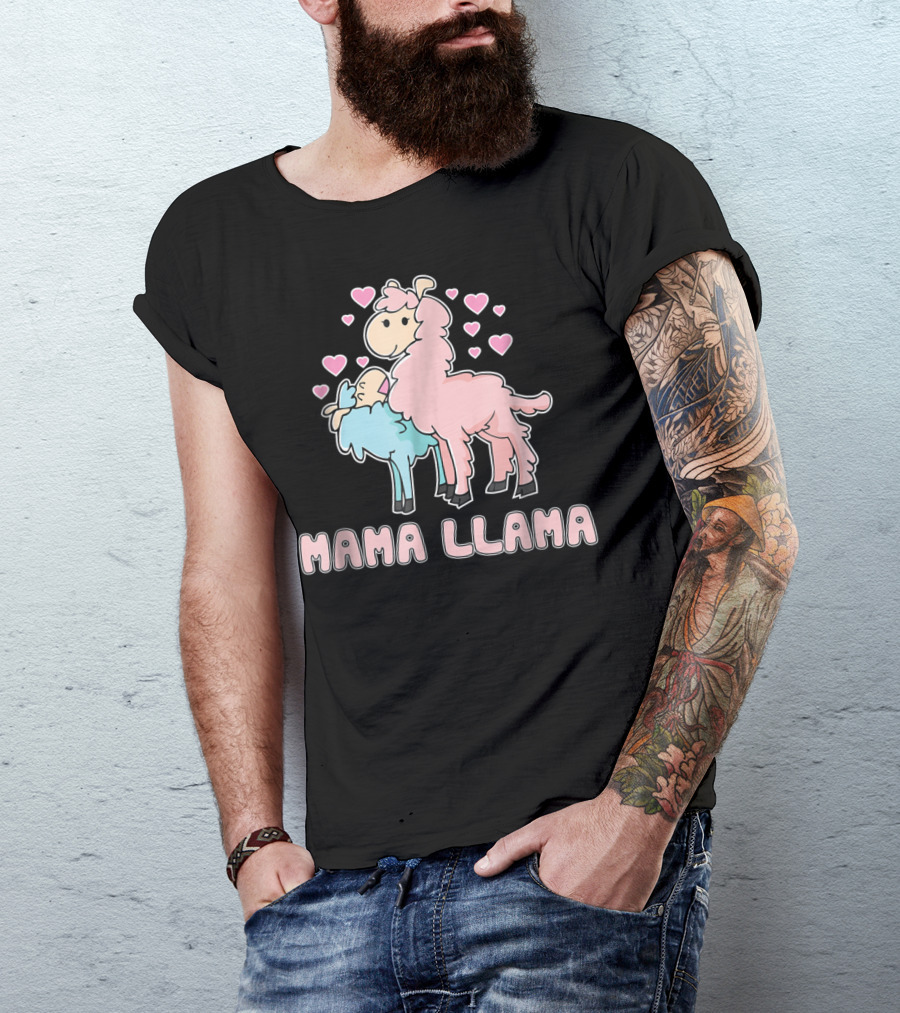 Mama Llama Cute Hearts Llama T-Shirt