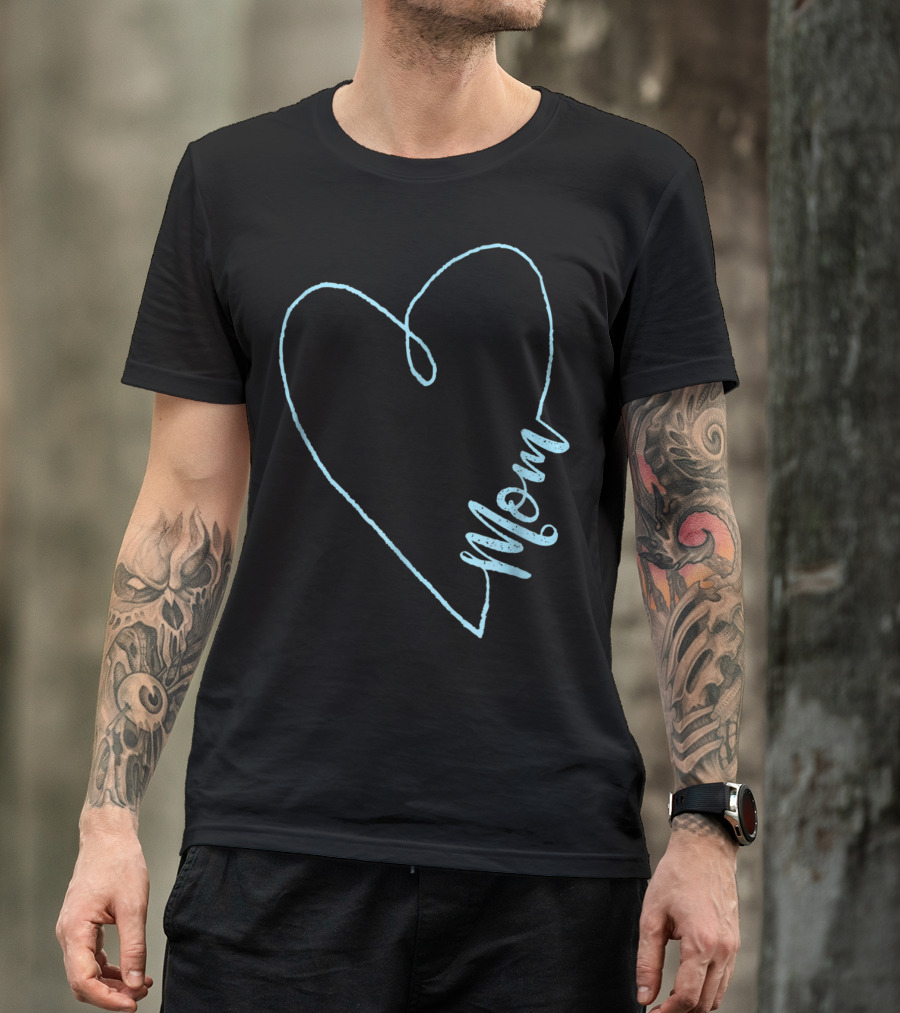 Mom Heart Aquamarine March Birthstone T-Shirt