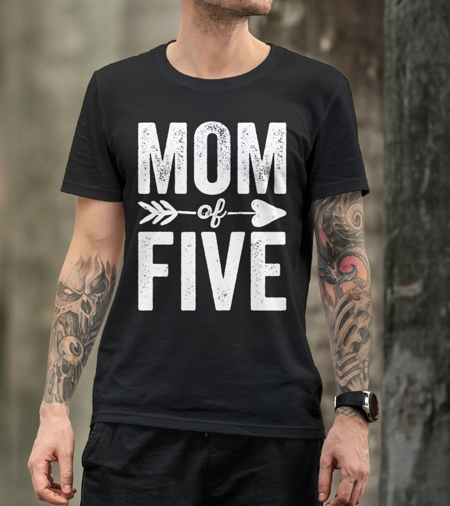 Mom Of Five Arrow Heart T-Shirt