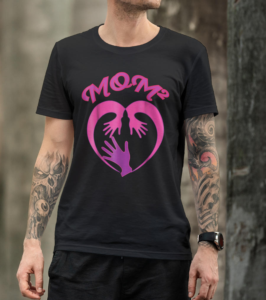 MOM Squared Heart Hands Embrace T-Shirt