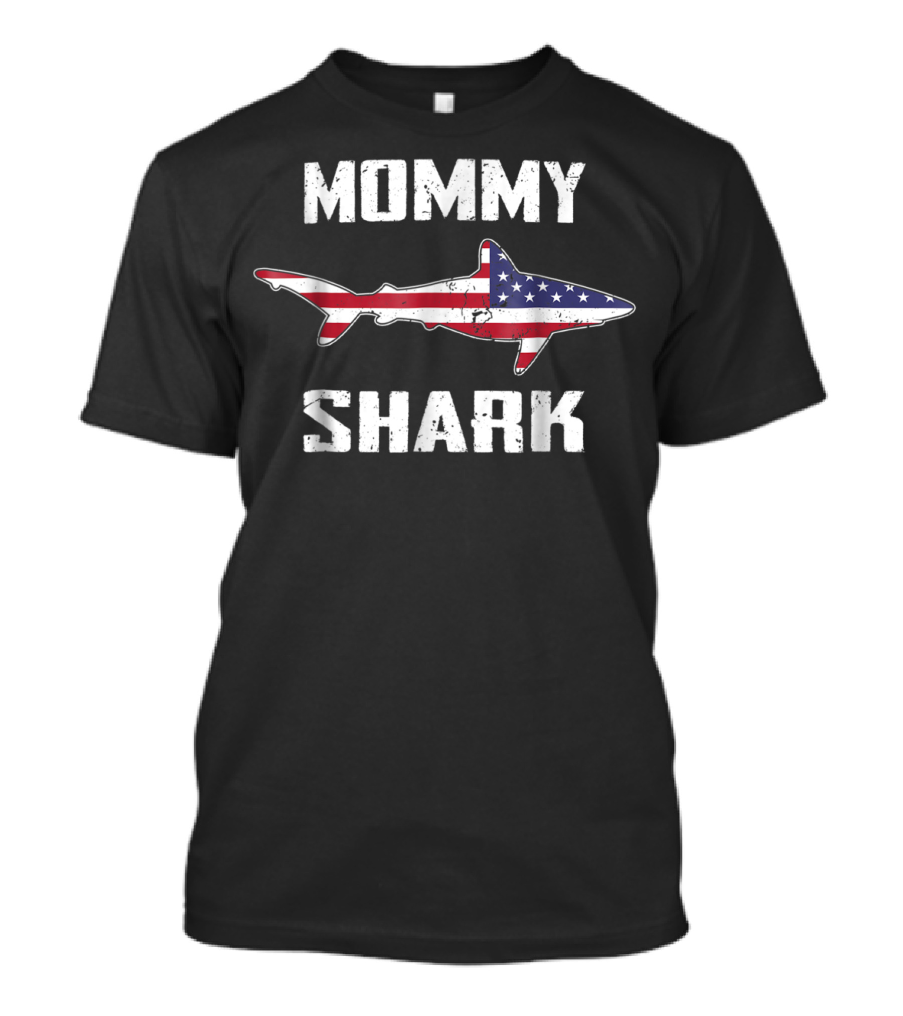 Mommy Shark American Flag Family Mom23 T-Shirt