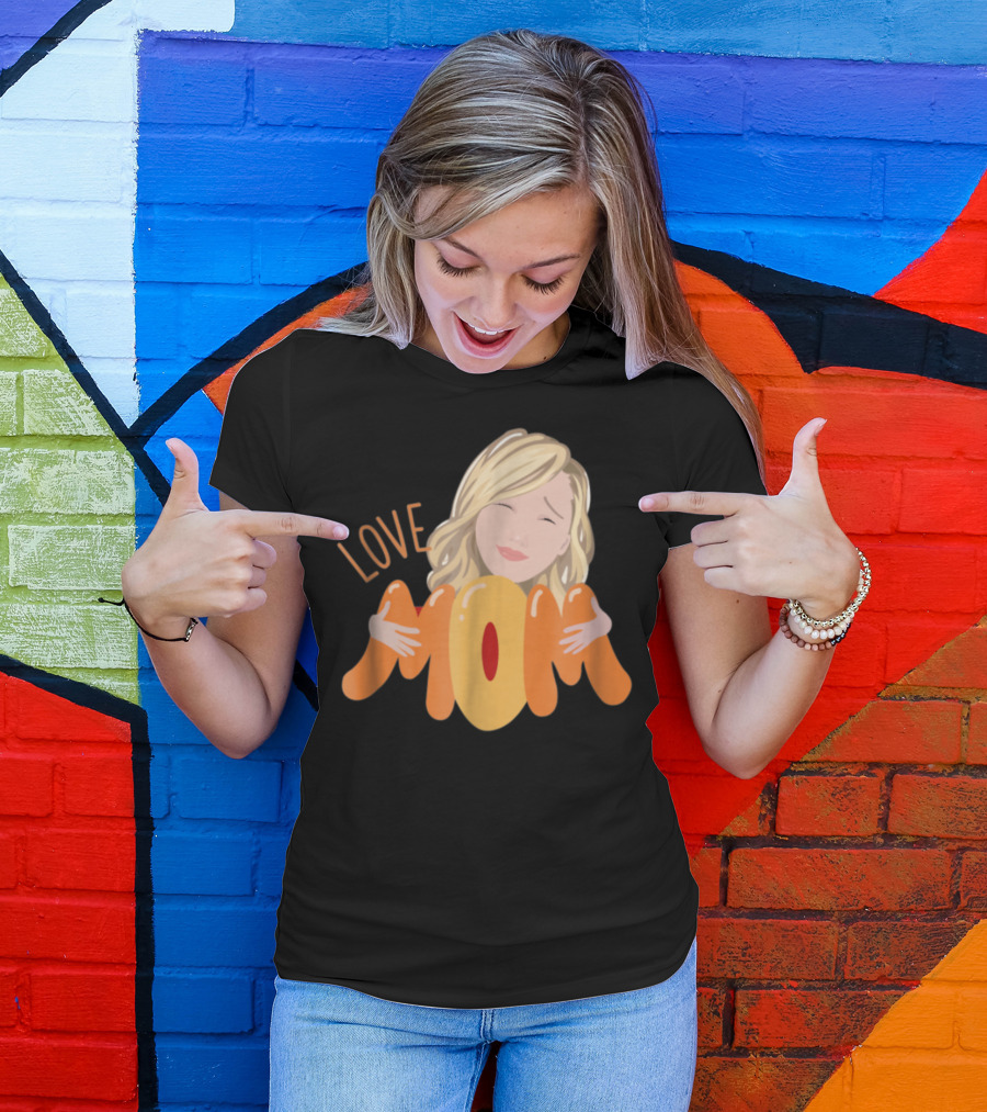 LOVE MOM Mothers Day Custom Personalized Selfie Emoji T-Shirt