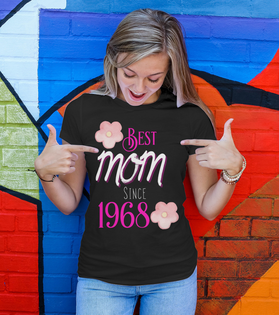 Best Mom Since 1968 Momiversary Flowers Mother's Day T-Shirt