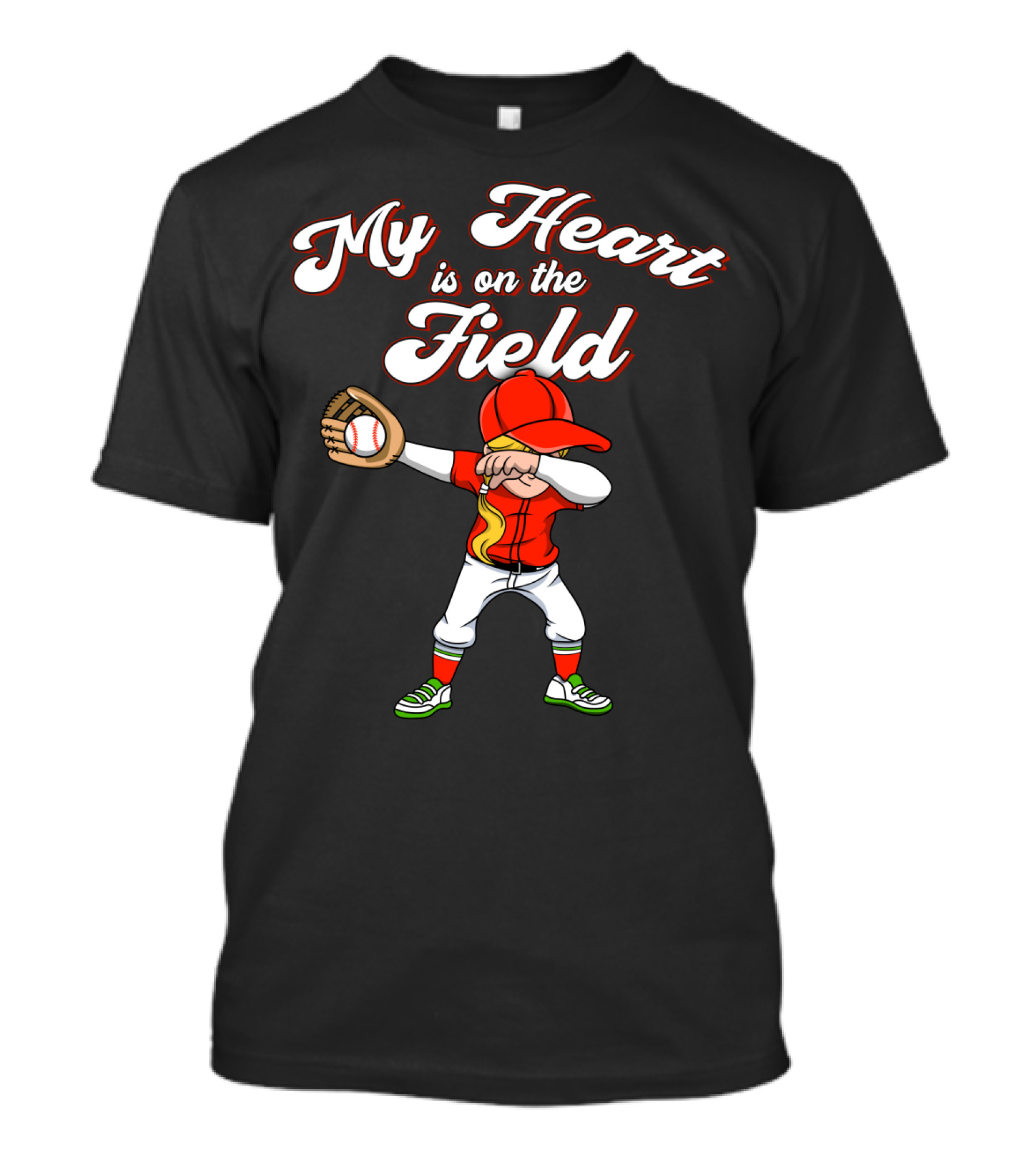 My Heart Is On The Field Dabbing Baseball Player T-Shirt