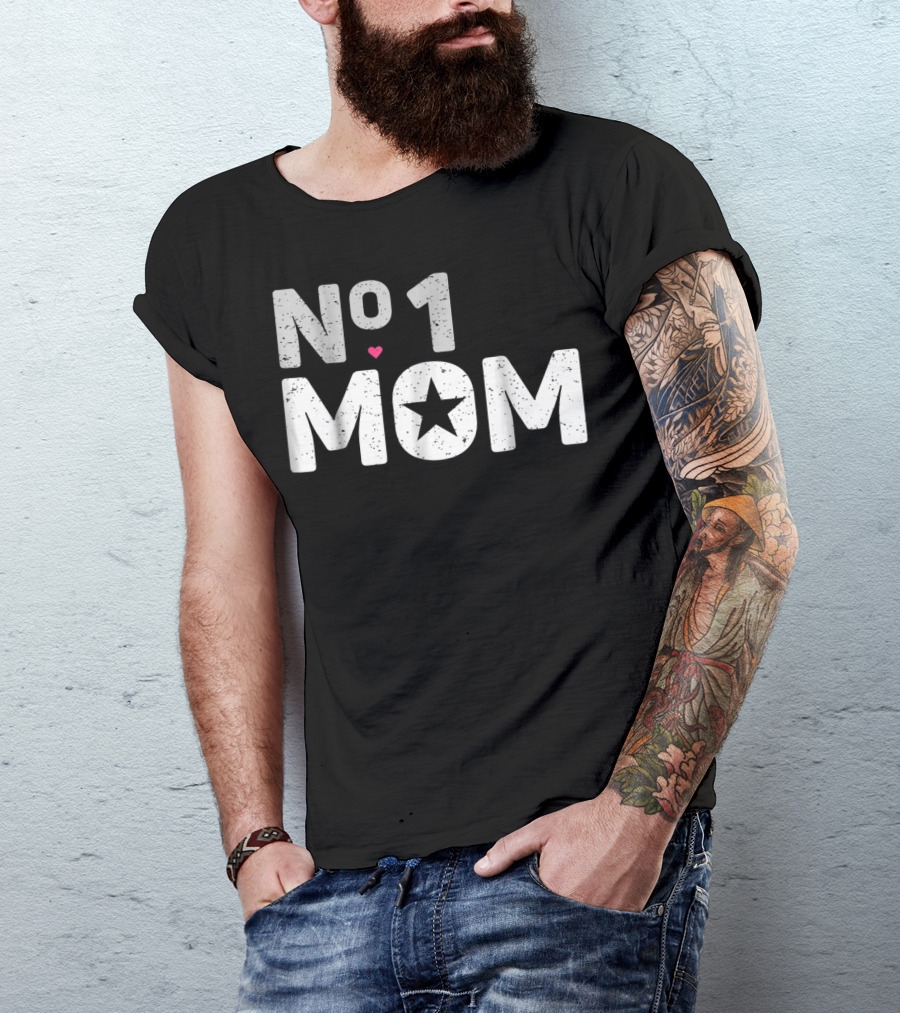 NO 1 Mom Star Heart T-Shirt