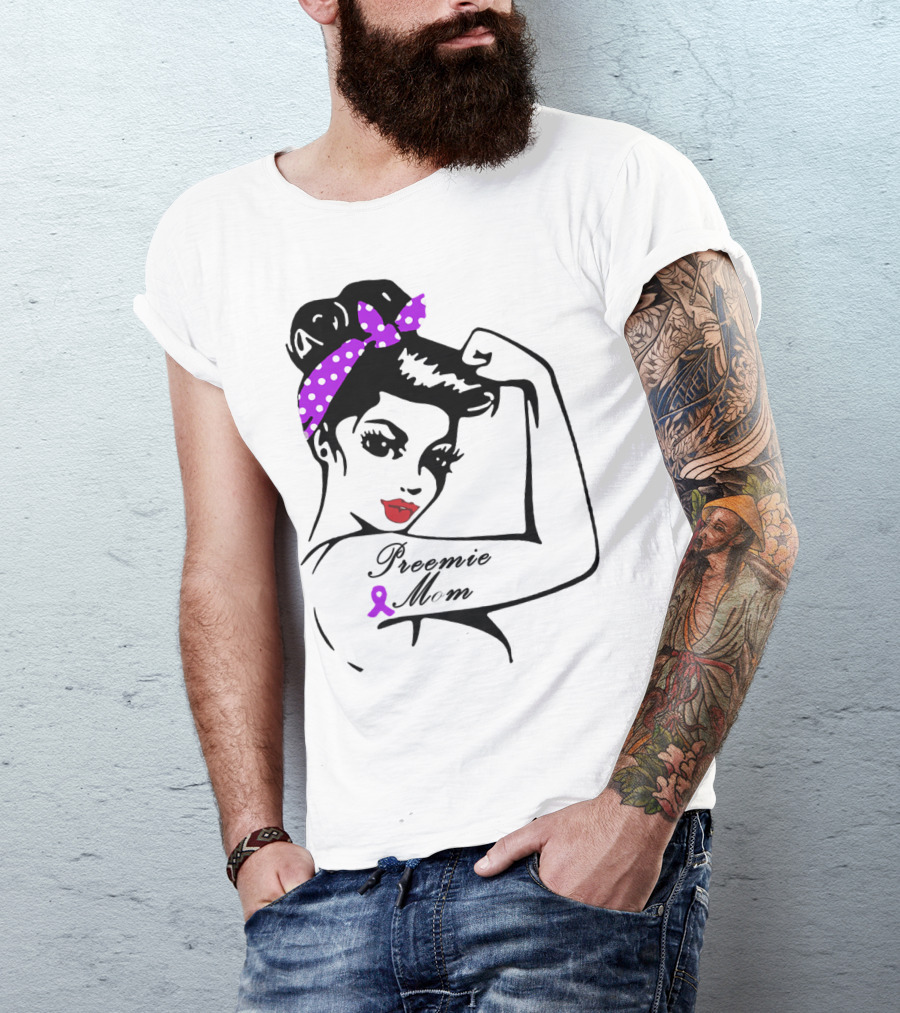 Preemie Mom Strong Rosie Purple T-Shirt