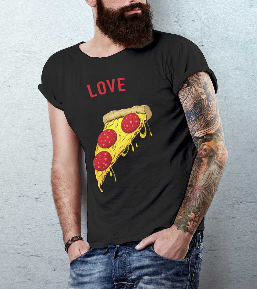 LOVE AT FIRST SLICE Pizza Men Girls Mom And Baby68 T-Shirt