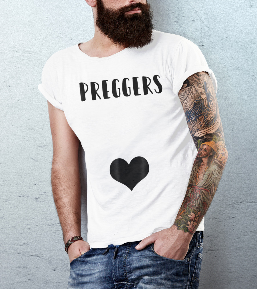 Preggers Announce Baby Prego Mom Heart Idea46 T-Shirt