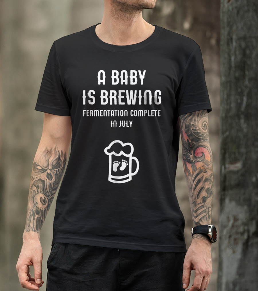 A Baby Is Brewing Fermentation Complete In July Footprint Beer Mug T-Shirt