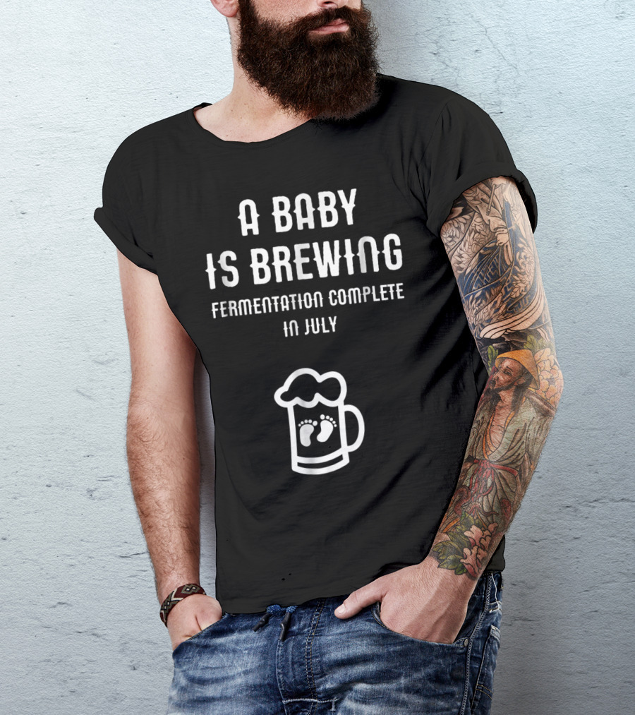 A Baby Is Brewing Fermentation Complete In July Footprint Beer Mug T-Shirt