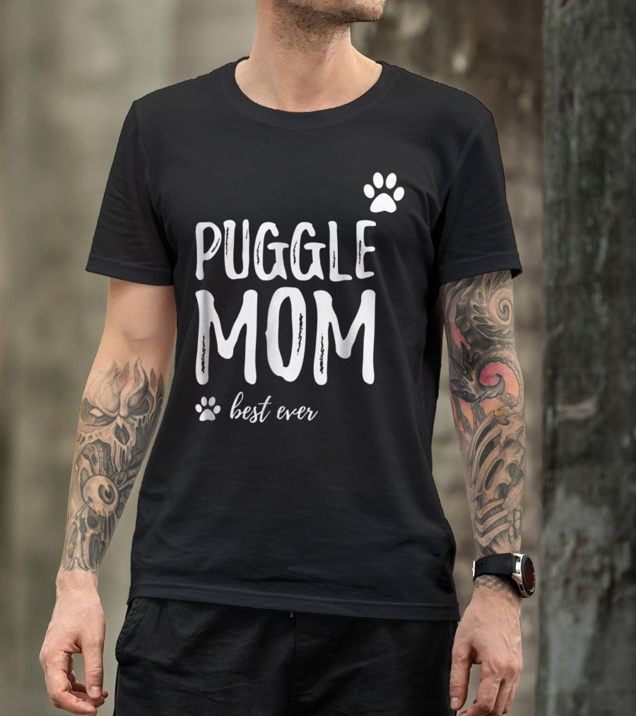 Puggle Mom Best Ever Dog Lover Paw Prints T-Shirt
