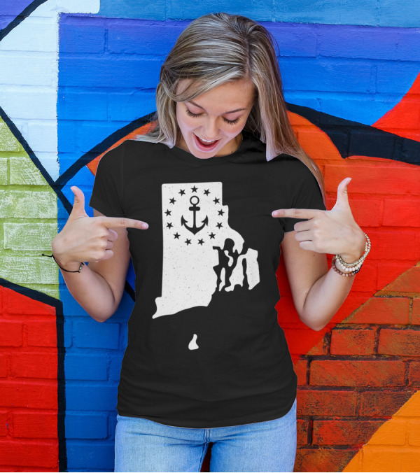 Rhode Island Anchor Independence With Stars T-Shirt