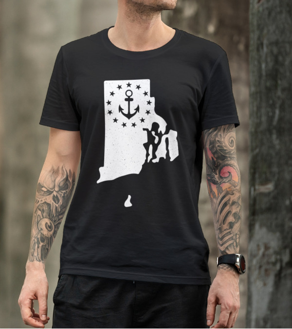 Rhode Island Anchor Independence With Stars T-Shirt