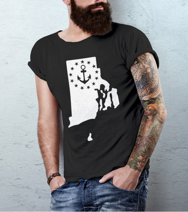 Rhode Island Anchor Independence With Stars T-Shirt