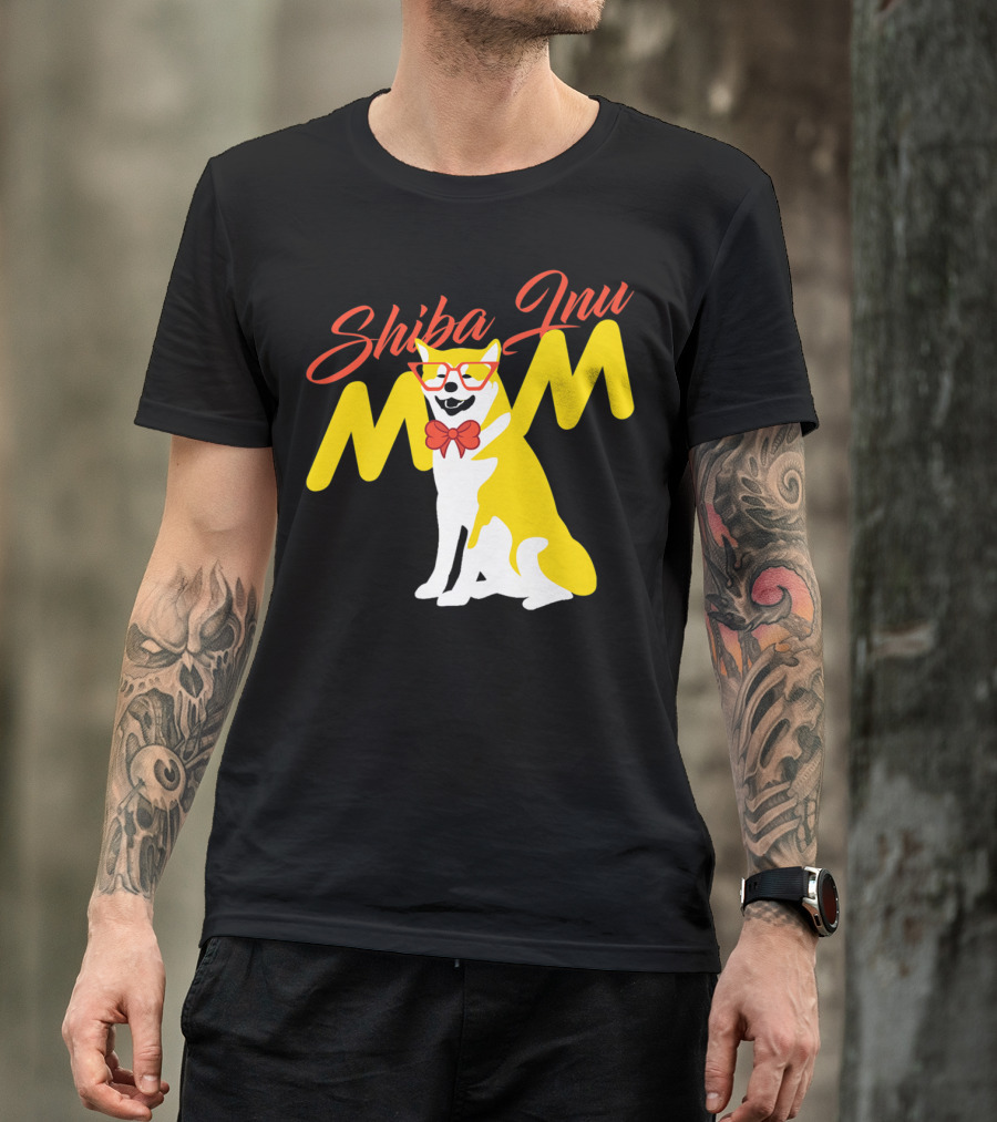 Shiba Inu Mom With Glasses And Bow Tie T-Shirt
