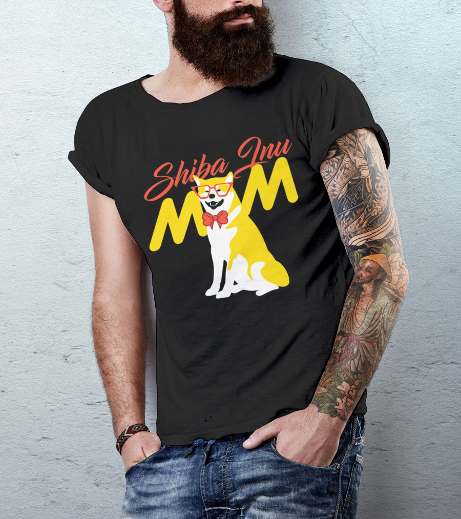 Shiba Inu Mom With Glasses And Bow Tie T-Shirt