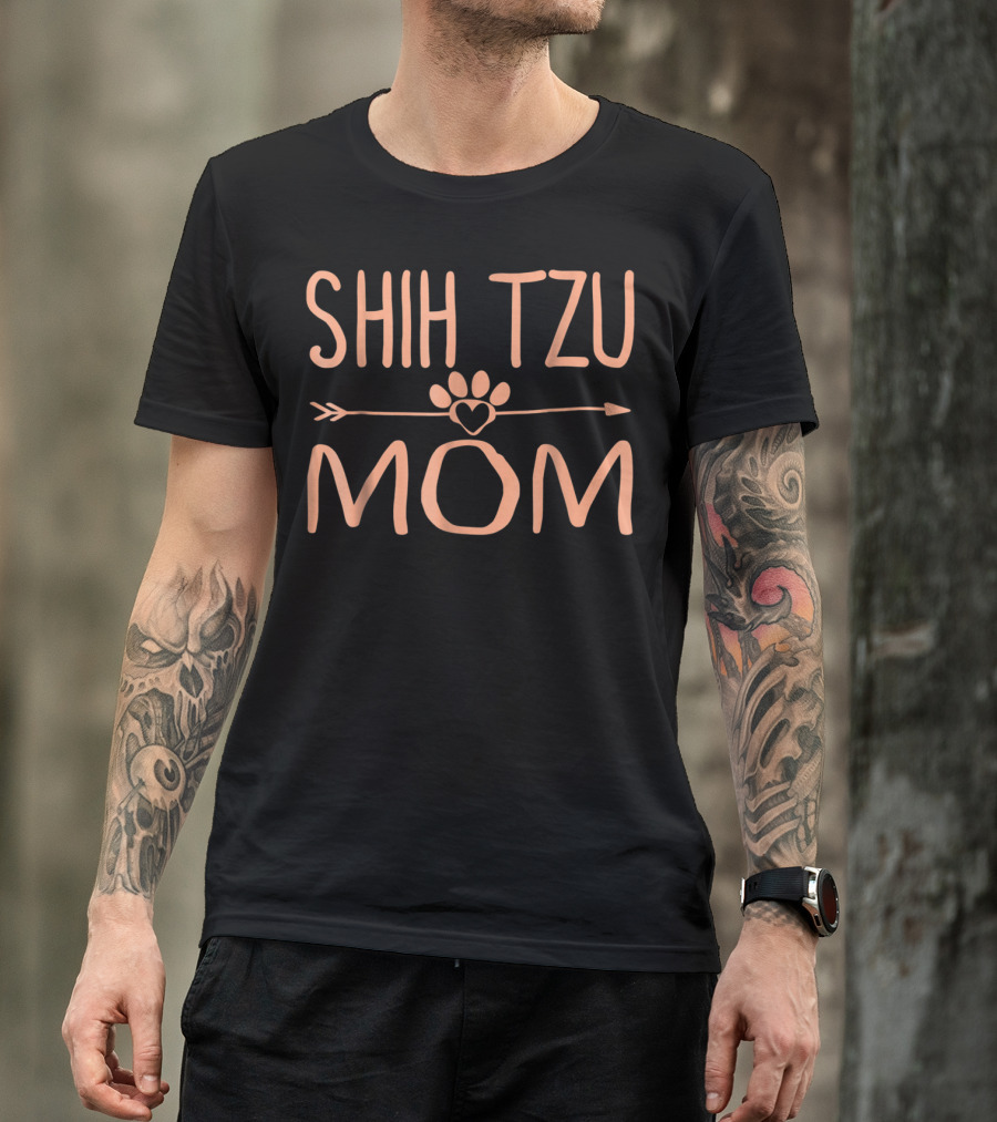 Shih Tzu Mom Paw Heart Arrow Dog Lovers T-Shirt