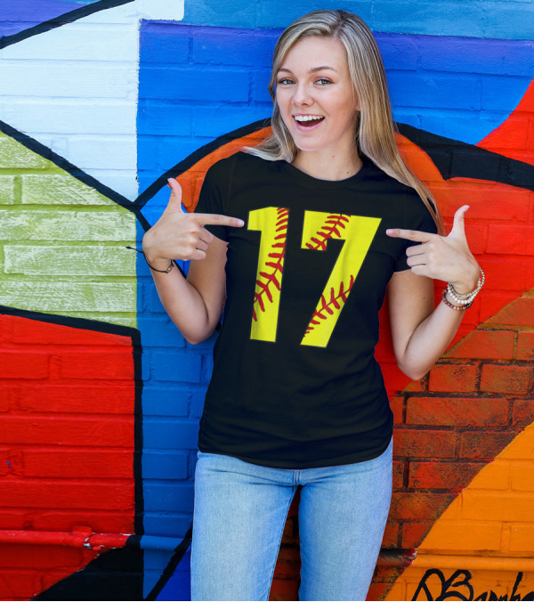 Softball Mom 17 Jersey Player Fan T-Shirt