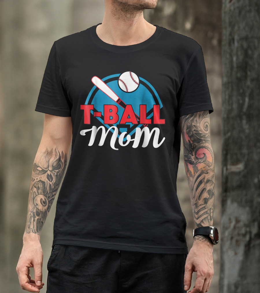 T-Ball Mom Baseball Bat And Home Plate T-Shirt