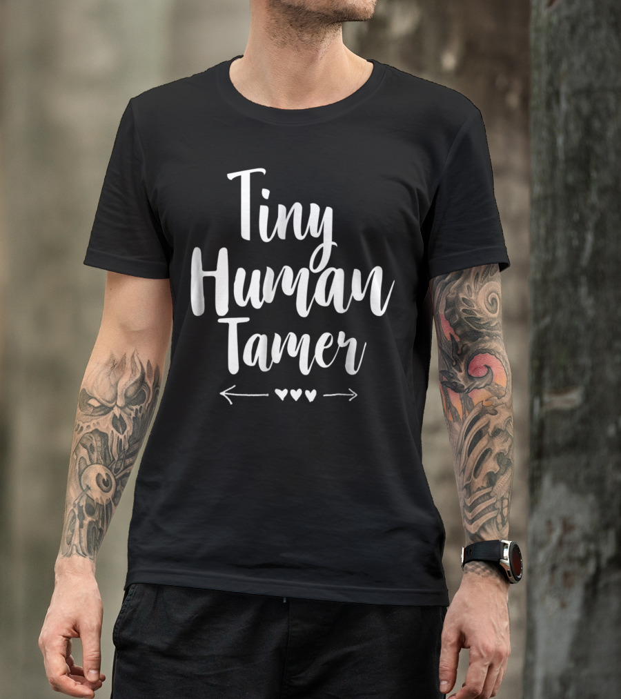 Tiny Human Tamer Cute Teacher With Hearts And Arrows T-Shirt